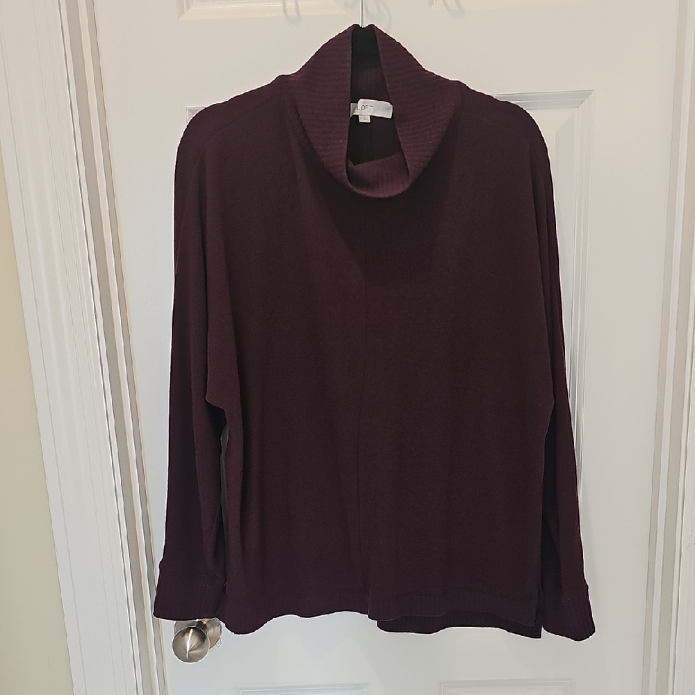 LOFT Deep Burgundy Cowl Neck Sweater